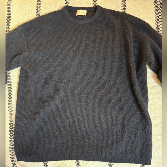 Dissh Oversized Crew Neck Long Sleeves Boucle Sweater Navy Ink Blue - Size Small - Picture 3 of 9